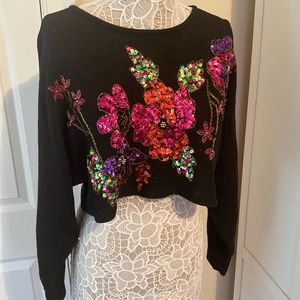 American apparel cropped sequins sweater one size